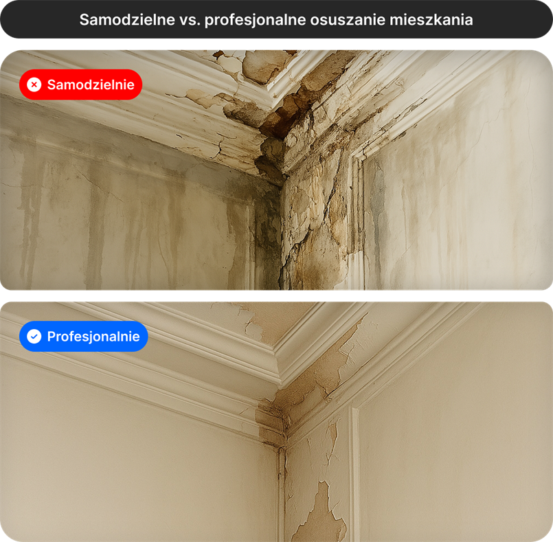 samodzielne vs profesjonalne osuszanie mieszkania