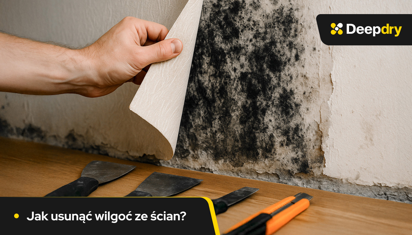 wilgoć w ścianie, odpadająca tapeta, grzyb na ścianie