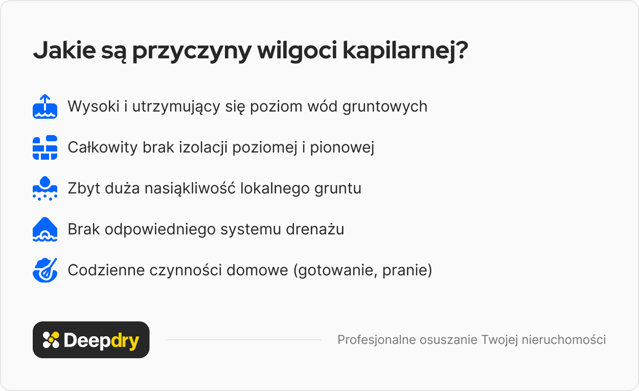 Jakie są przyczyny wilgoci kapilarnej?