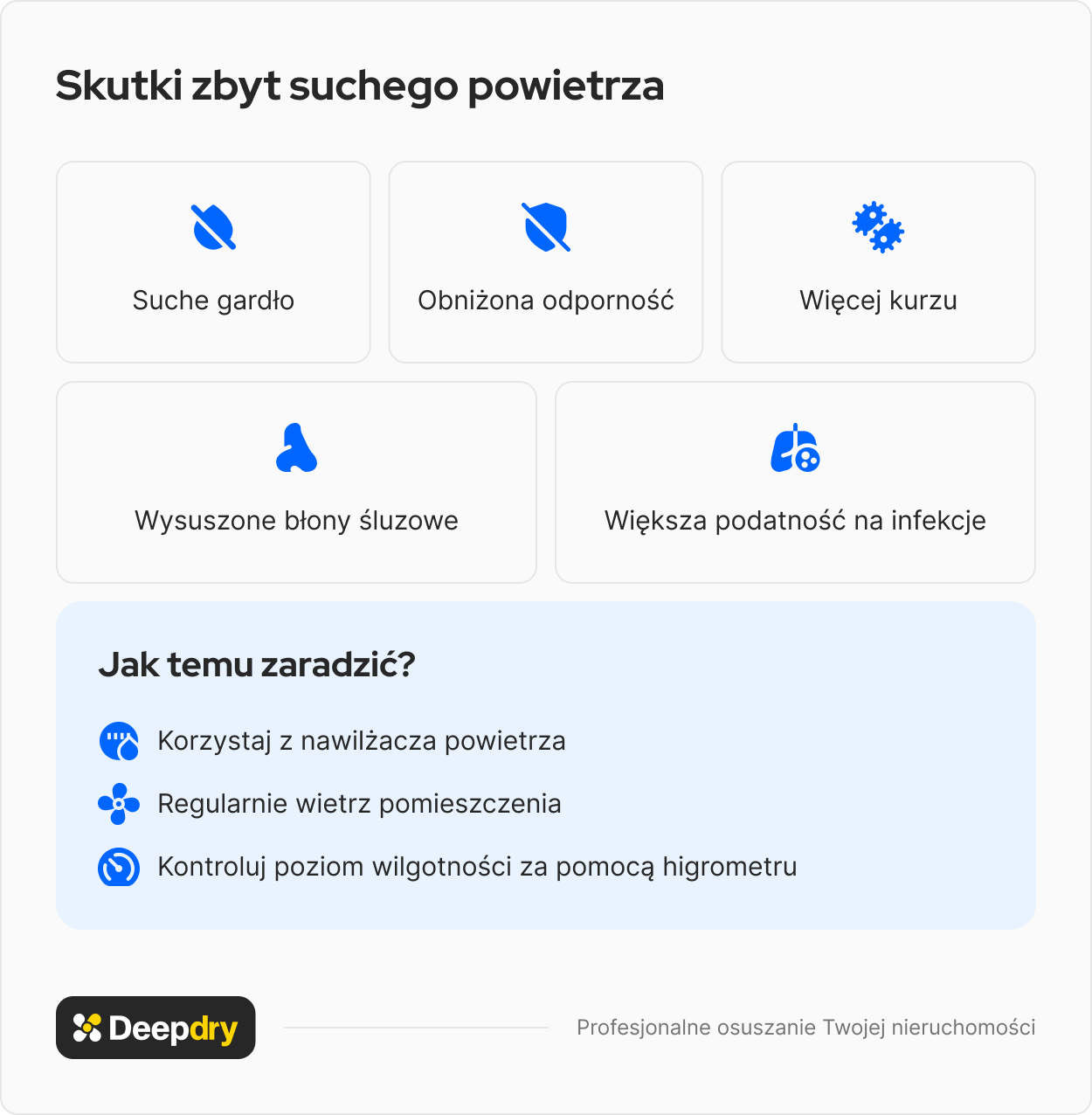 skutki zbyt suchego powietrza