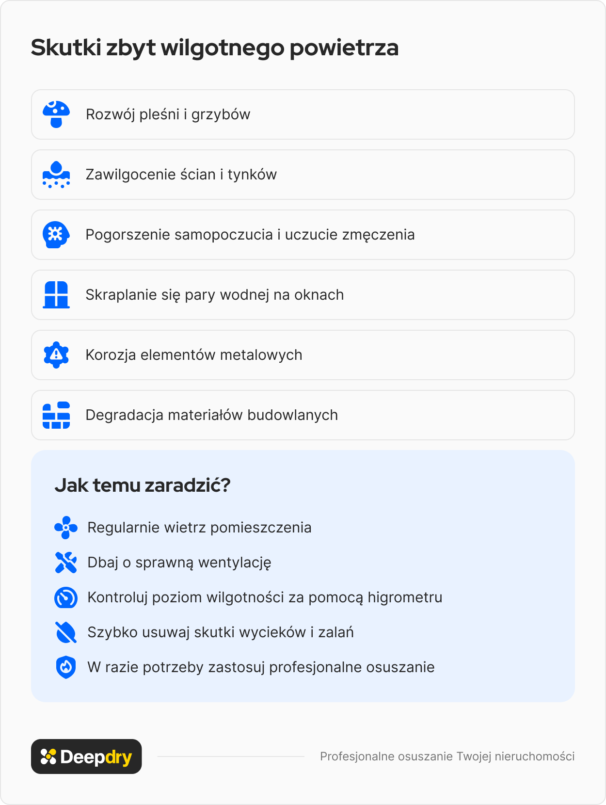 skutki zbyt wilgotnego powietrza